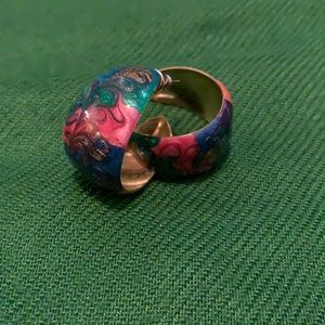 Retro Gold and Multi-Colored Earrings